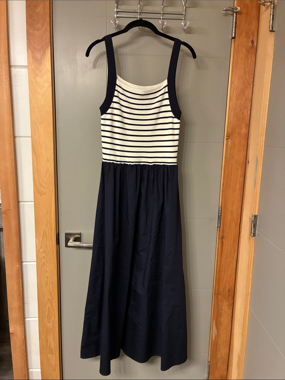 Navy & White Striped Tank Maxi Dress